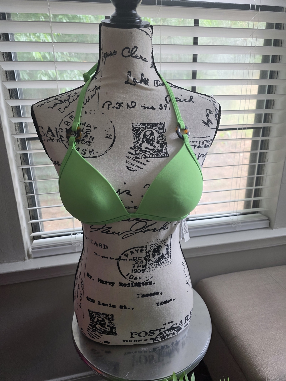 Pink Victoria's Secret Lime Green Halter Bikini Top NWT.